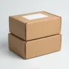 Stacked kraft brown corrugated shipping boxes