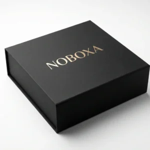 Luxury Black Gift Box with Gold Foil Premium custom packaging — luxury matte black gift box with gold foil branding